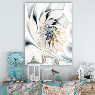 White Stained Glass Large Floral Wall Art Canvas