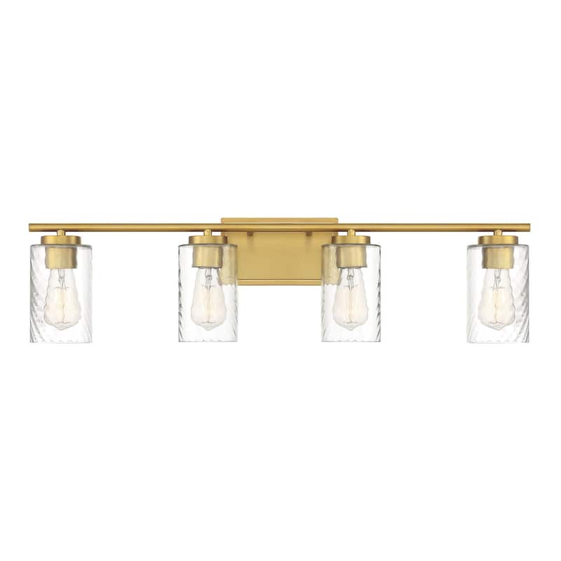 Meridian M80039 4 Light 32" Wide Bathroom Vanity Light with Swirl - Natural Brass