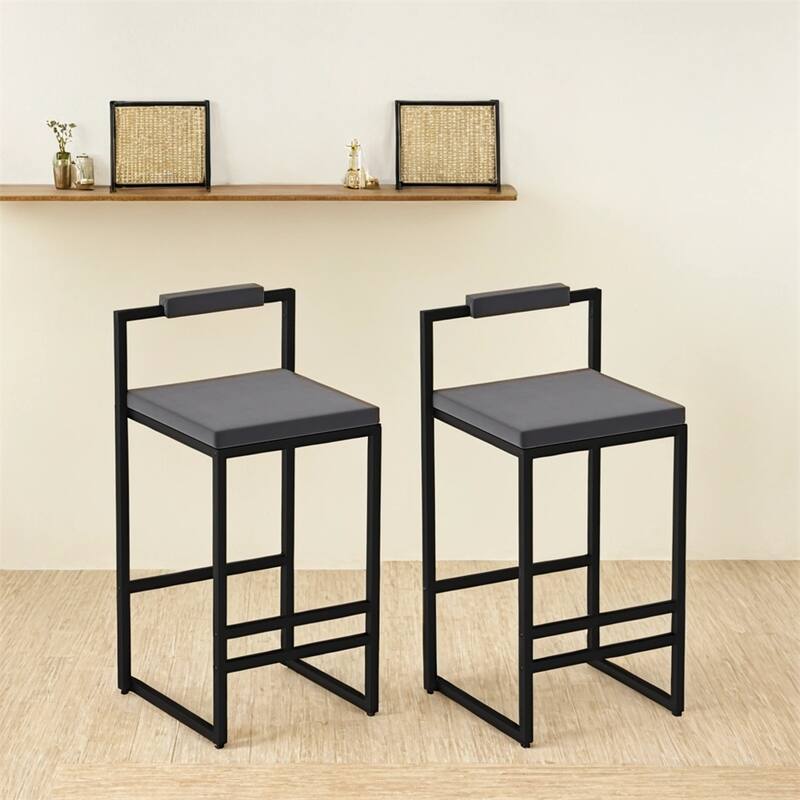 Upholstered Velvet Bar Stools Set of 2,Kitchen Counter Height Barstool