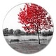 preview thumbnail 2 of 8, Designart 'Red Tree over Park Bench' Large Floral Wall CLock