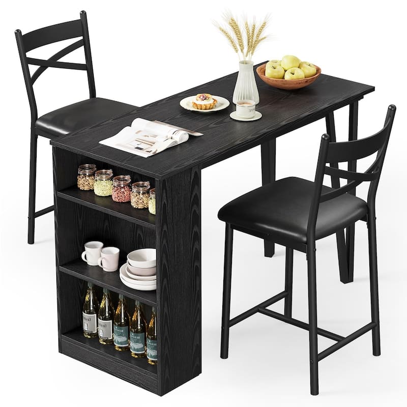 3 Piece Kitchen Table Set with 2 Upholstered Chairs, 1 Dining Table
