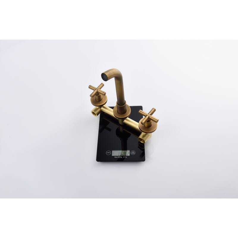 Wall Mounted Bathroom Sink Faucet with Cross Design Handle, Prevents Rust, Corrosion, Anti Fingerprint