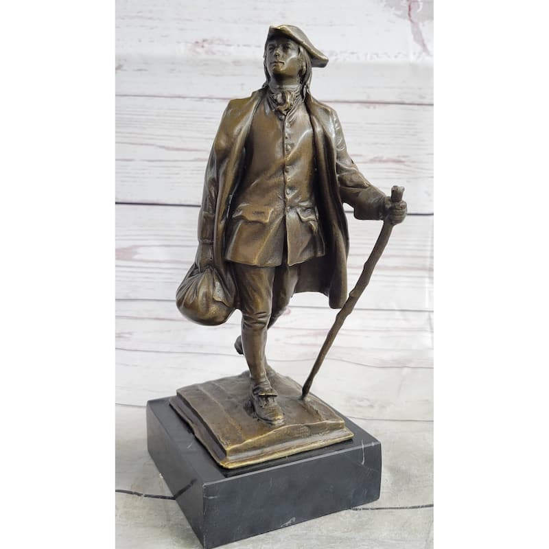Benjamin Franklin Walking Stick Upenn Bronze Statue Sculpture Figure 10 Inches X 4 Inches