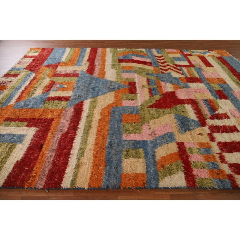 Geometric Oriental Moroccan Berber Area Rug Handknotted Wool Carpet