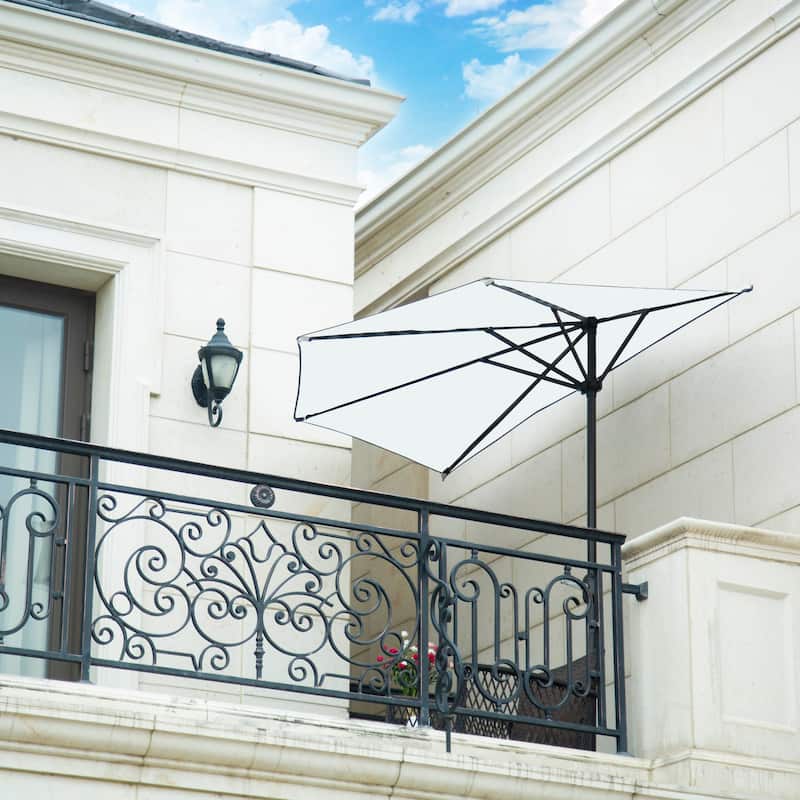9' Sutton Half Round All-Weather Crank Patio Umbrella