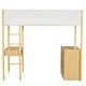 preview thumbnail 11 of 84, Modern Teddy Fleece Loft Bed with Storage Shelf, Drawers & Desk, Multi-Functional Wood Loft Bed Frame w/Soft Padding