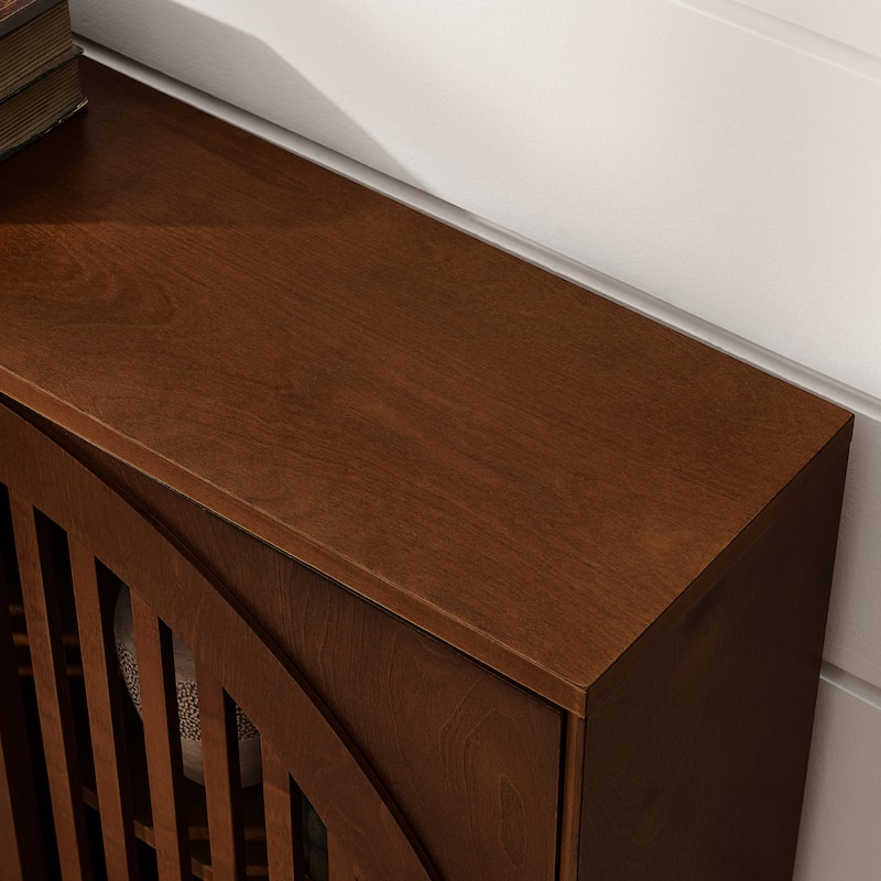 Mid Century Modern Fluted Sideboard Cabinet with 2 Outlet Holes, Buffet Cabinet with Storage, Narrow Side Cabinet
