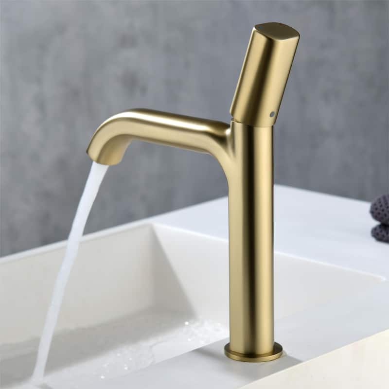 11''H Bathroom Sink Faucet Single with Single Handle in Black/Gold