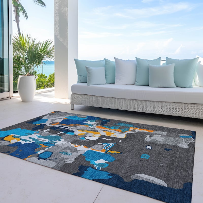 Machine Washable Indoor/ Outdoor Abstract Glam Chantille Rug