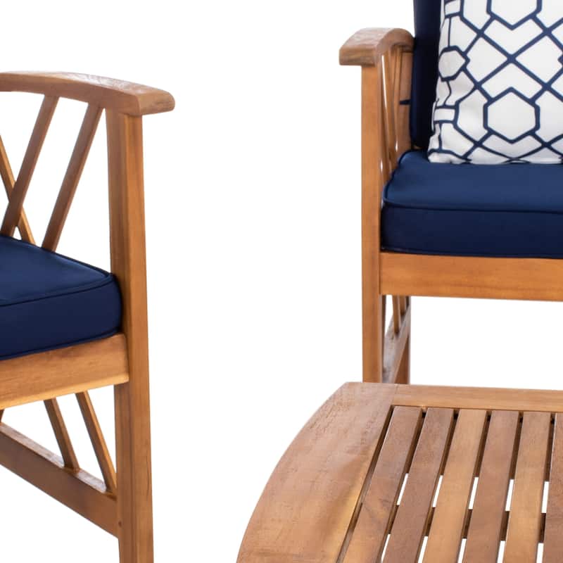 SAFAVIEH Outdoor Fontana 4-piece Acacia Wood Patio Conversation Set