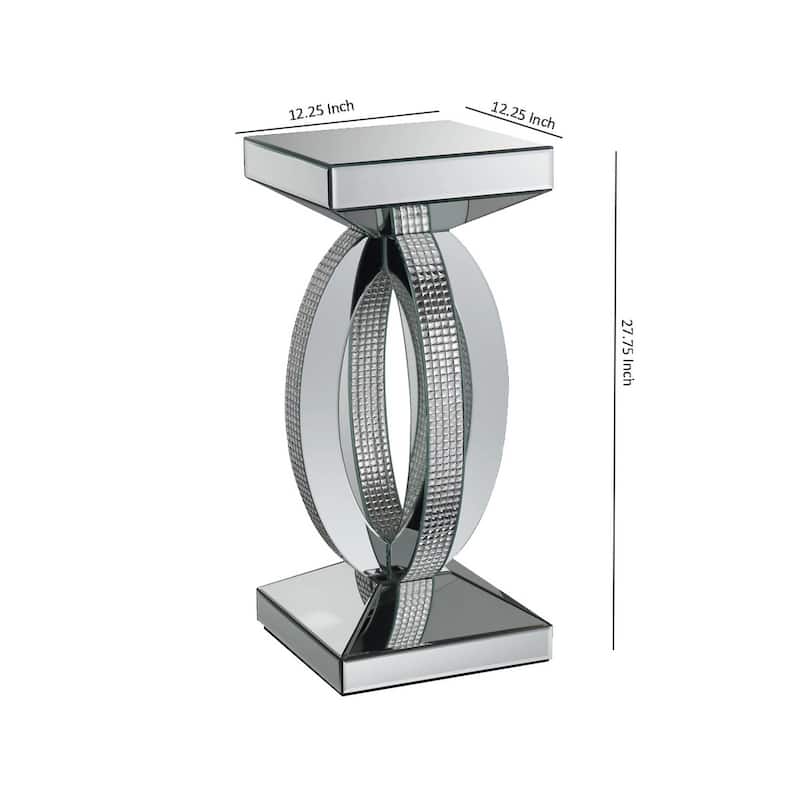 12.25 in. Silver Square Wood End Table, Sturdy Build End Side Table for Living Rooms