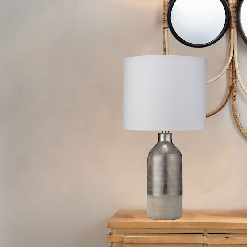 Alden Décor Astoria Ceramic Table Lamp, Silver