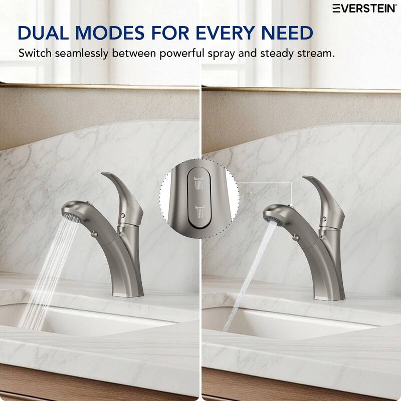 Single Handle Single Hole Pull-Out Basin Bathroom Faucet with Pop‑Up Drain