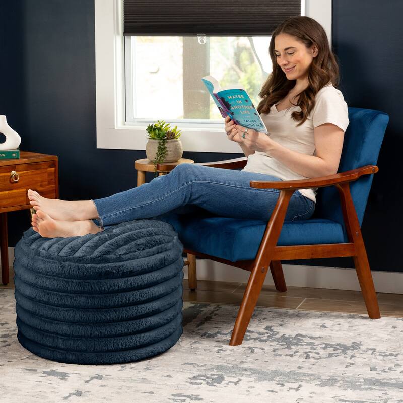 Jaxx Paran Pouf - Fluffy Faux Fur Ottoman for Modern Interior Design