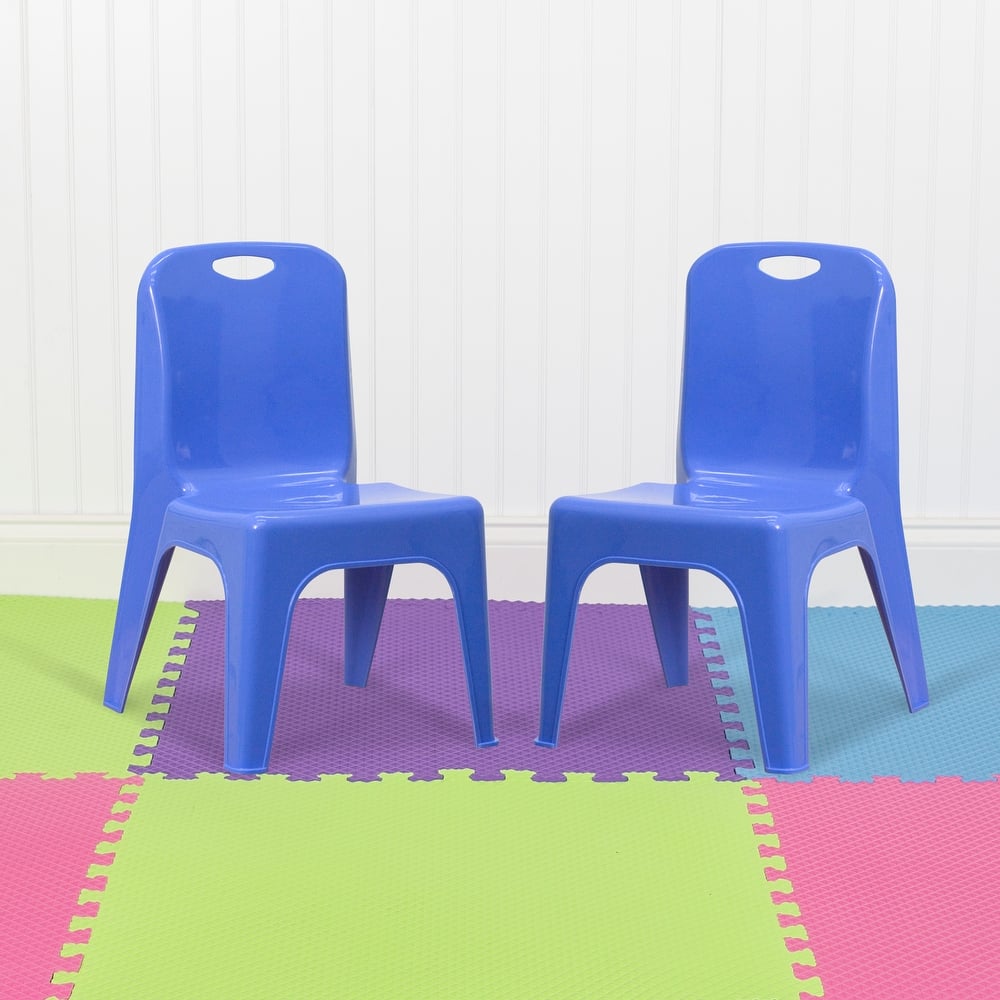 2 Pack Plastic Stackable School Chair with Carrying Handle and 11"H Seat