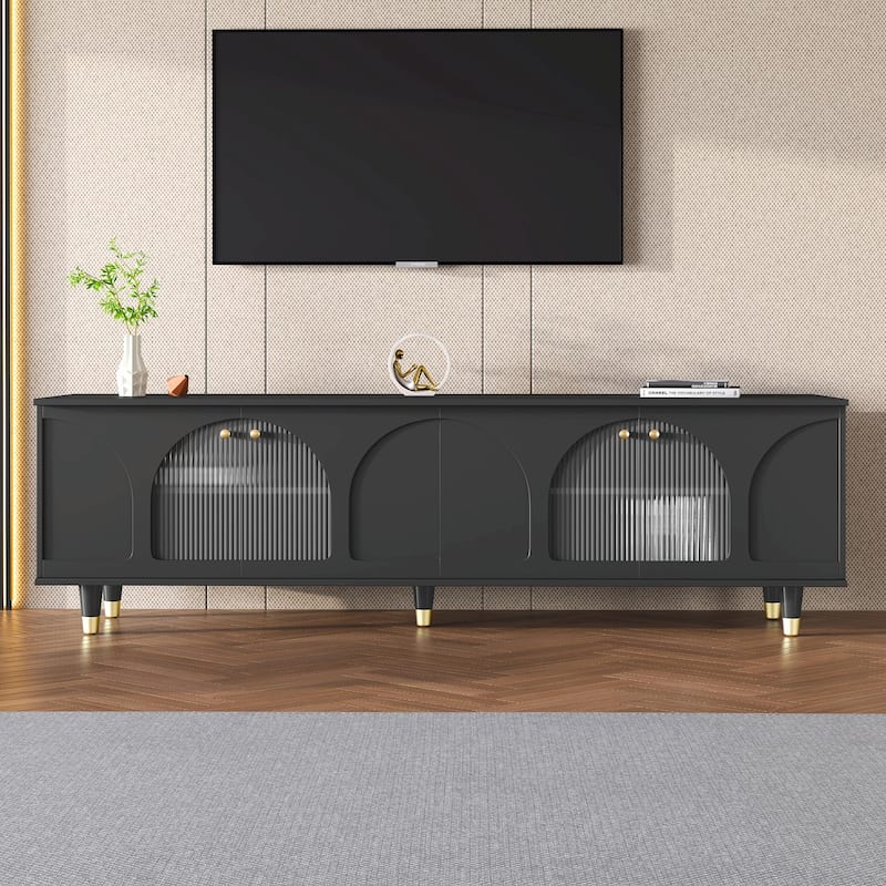 Stylish TV Stand with Adjustable Shelves for TVs Up to 78'' - Black