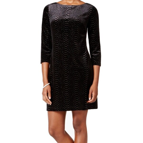 black glitter shift dress