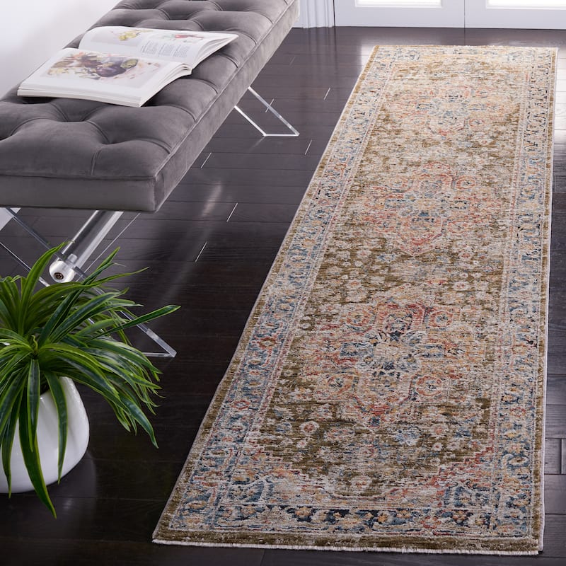 SAFAVIEH Silverado Yetta Vintage Oriental Rug - 2' x 8' Runner - Sage/Blue