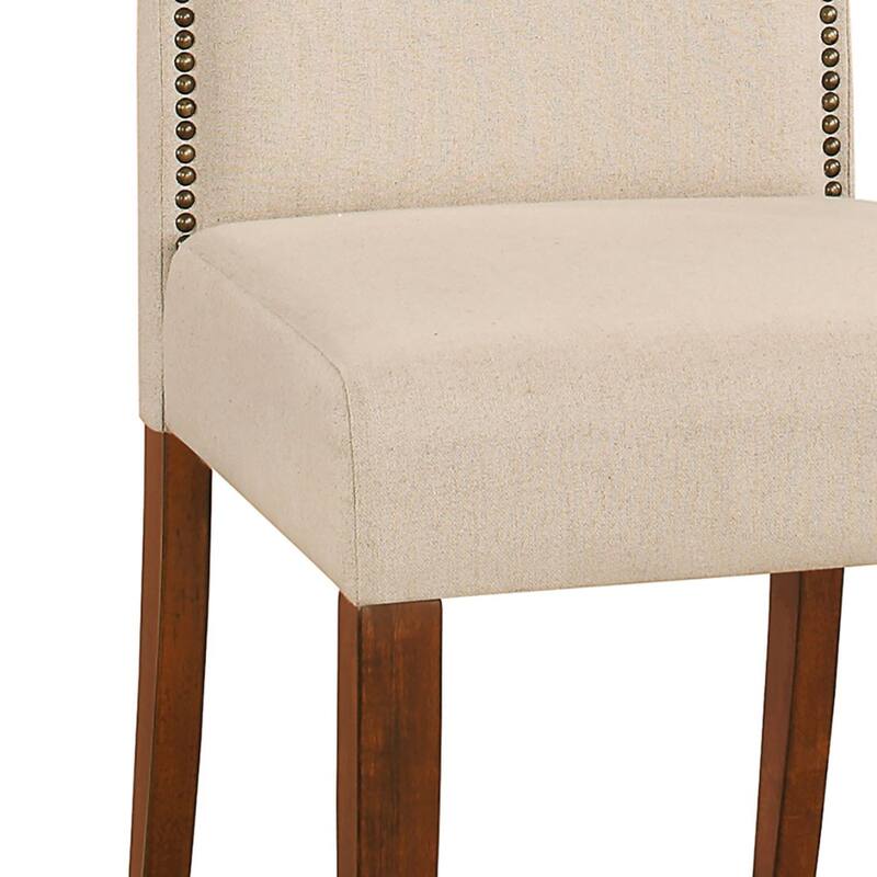 Armless Upholstered Dining Chair with Tapered Legs - 41.5" - Chestnut Brown