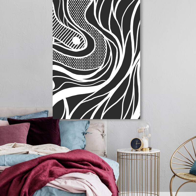 Wynwood Studio Canvas Abstract Rising Tide Black and Mid-Century Modern Wall Art Canvas Print - 24 x 36