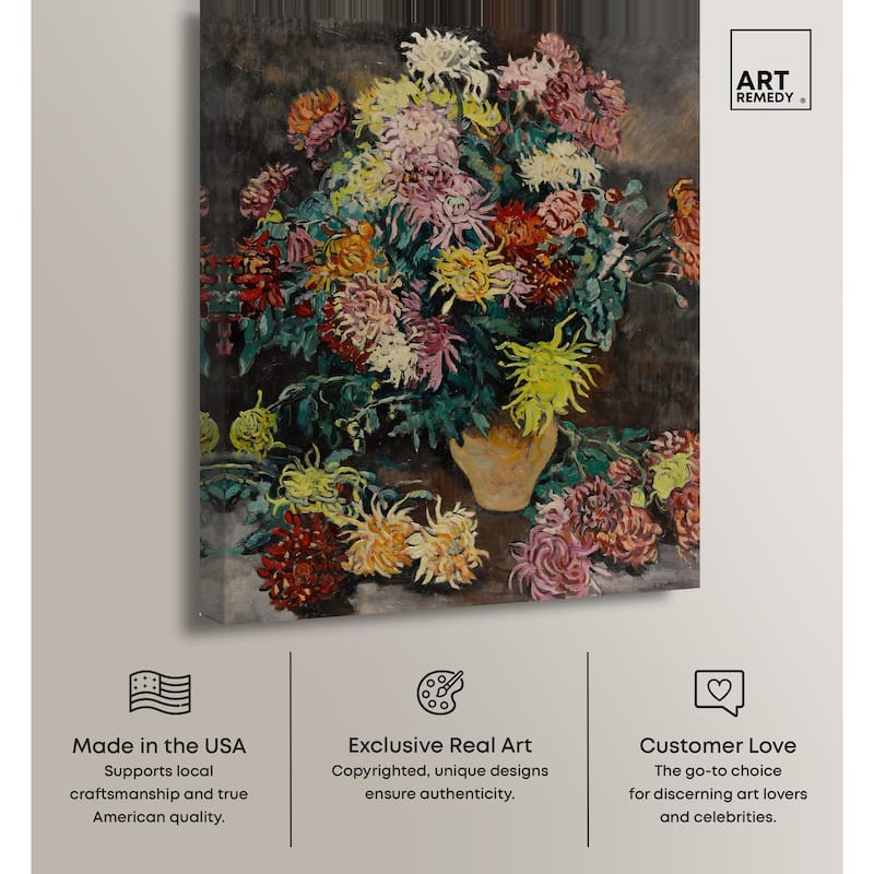 Louis Valtat Dahlias Canvas by Art Remedy, Gallery Wrapped
