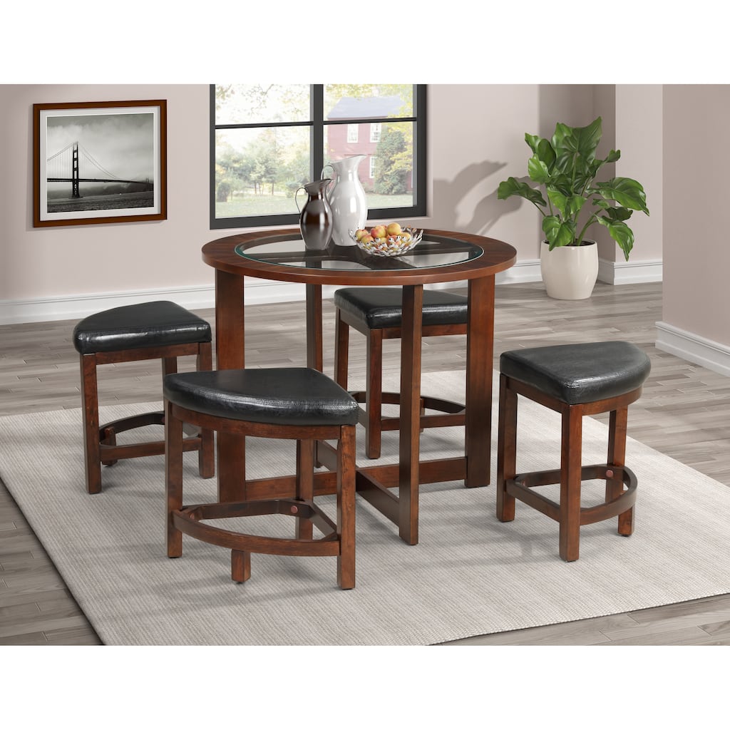 5-Piece Modern Dining Set with Round Table & Stools