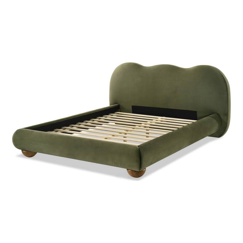 Furniture of America Nilo Modern Fabric Upholstered Platform Bed with Curved Headboard