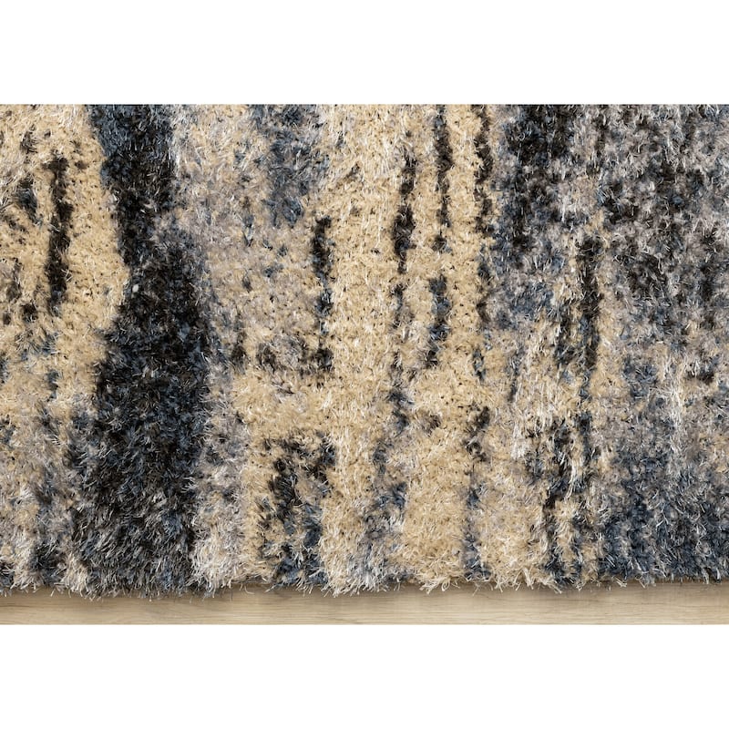 Beige Grey Black Distressed Soft High-Traffic Rug