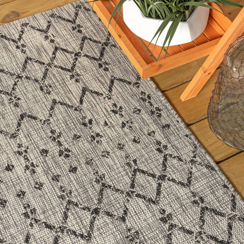 JONATHAN Y Trebol Moroccan Geometric Textured Weave Indoor/Outdoor Area Rug