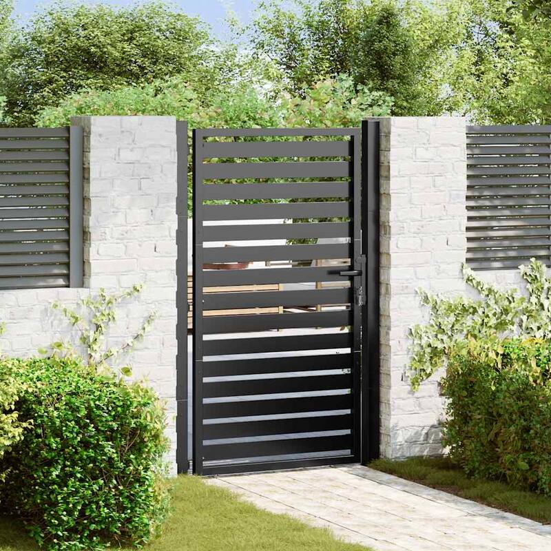 vidaXL Patio Gate Lockable Black 39.4x47.2" Aluminium - 39.4 x 79.1"