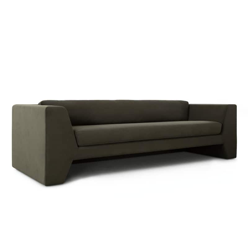 Roe Sofa, Moss Green Performance Velvet, Wide Track Arms, 99 Inch