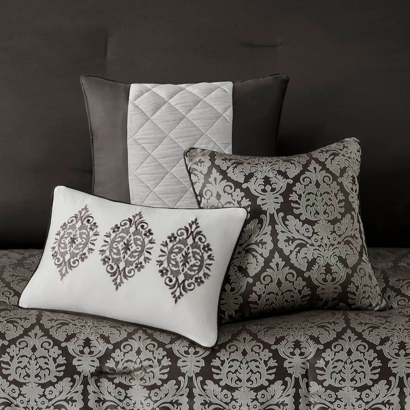 Madison Park Lily 6 Piece Jacquard Comforter Set with Throw Pillows