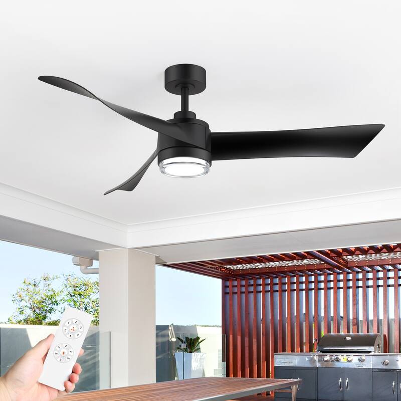 54" ABS 3-Blade LED Ceiling Fan with Light and Remote - Remote