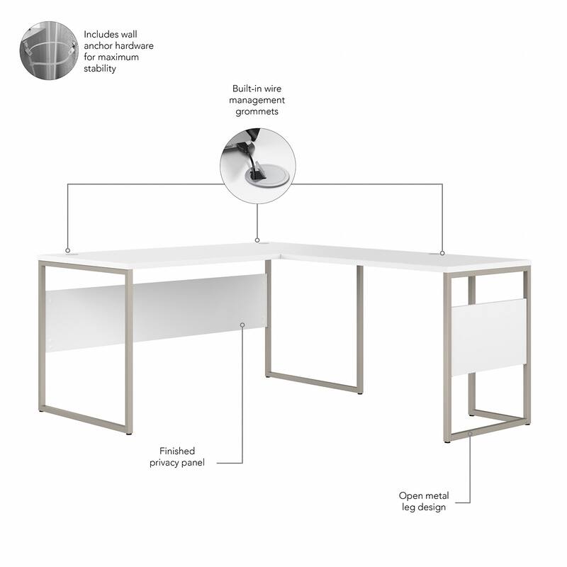 Hybrid 60W L Shaped Table Desk with Drawers by Bush Business Furniture