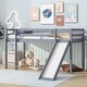 preview thumbnail 33 of 41, Twin Size Low Loft Bed with Slide, Ladder, Safety Guardrails, and Underbed Play and Storage Space for Boys Girls