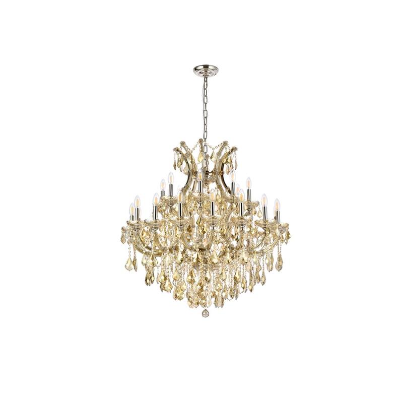 Fleur Illumination Collection Chandelier D:36in H:36in Lt:24 Golden Teak Finish