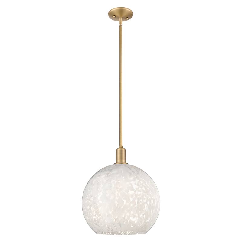 Innovations Lighting Endless Possibilities Arcadia - White Mouchette - 1 Light 14" Stem Hung Mini Pendant - Brushed Brass