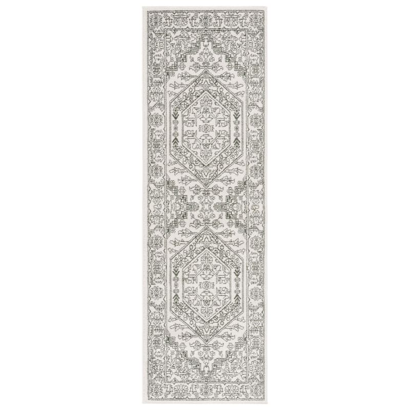 SAFAVIEH Adirondack Sian Rustic Oriental Medallion Rug - 2'6" x 8' Runner - Ivory/Dark Green