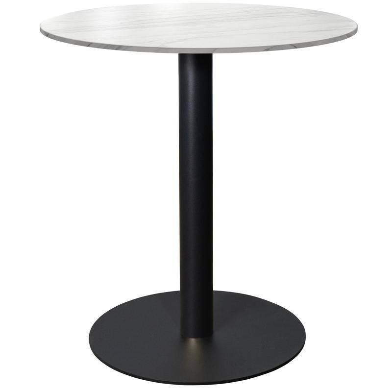 Vail Round Dining Table 36 in. Sintered Stone Tabletop in Black Stainless Steel Round Pedestal Base for Kitchen and Dining Room