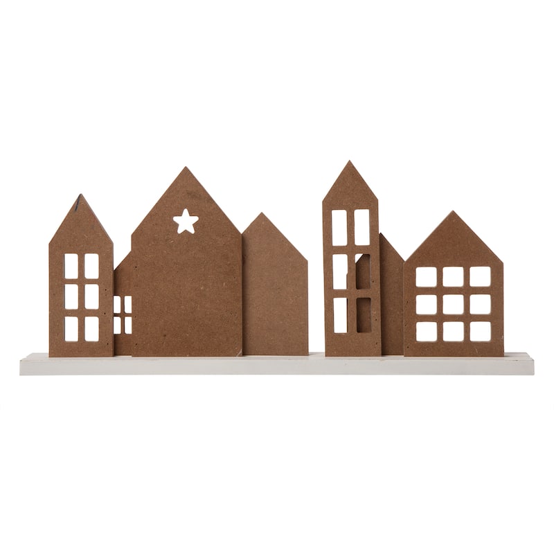 Glitzhome 20"L Metal and Wooden Christmas House Decor
