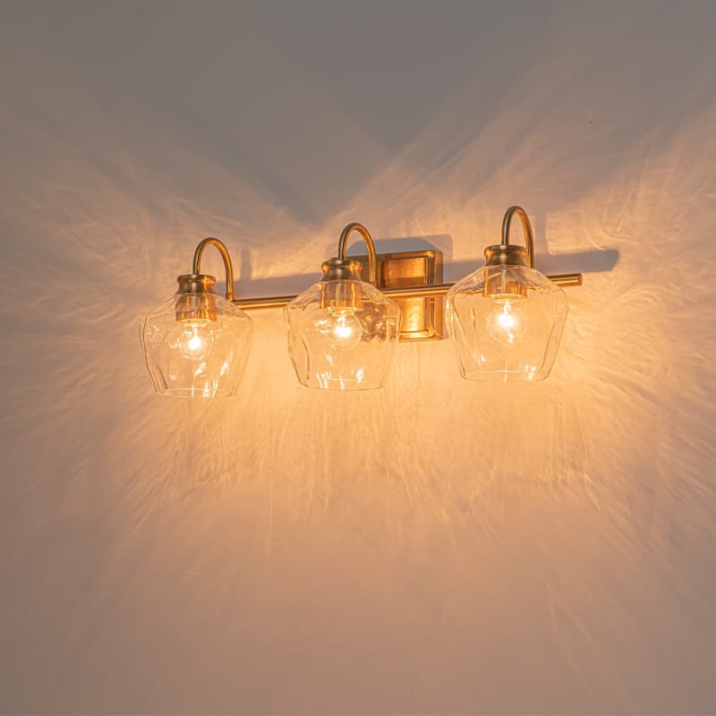 Modern 3/4-lights Bathroom Dimmable Vanity Lights Wall Sconces with Glass Shade