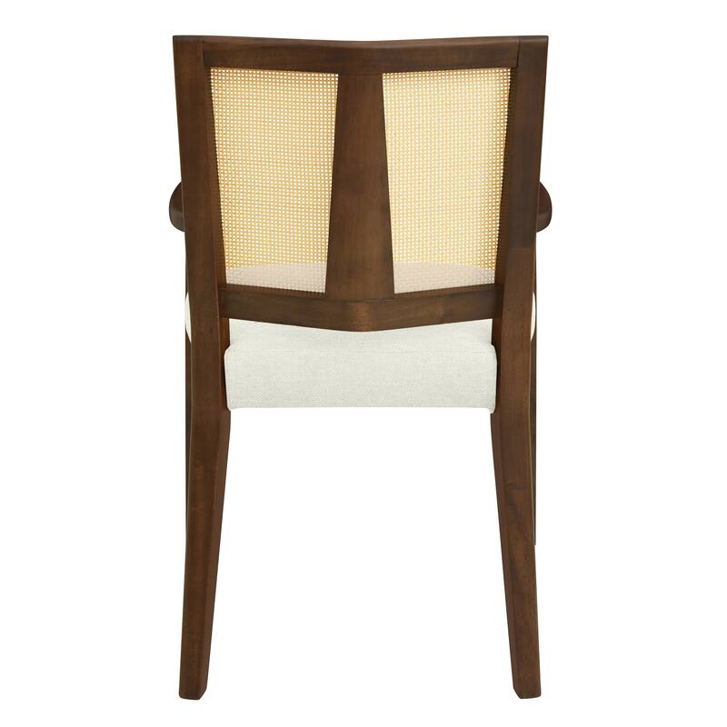 Christopher Knight Home - Harrison Mid-Century Upholstered Arm Dining Chair Set of 2 with Rattan Back