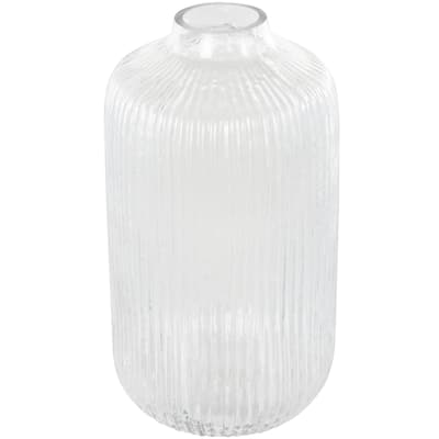 Glass Ribbed Fluted Vase - Clear - Roche River Decor