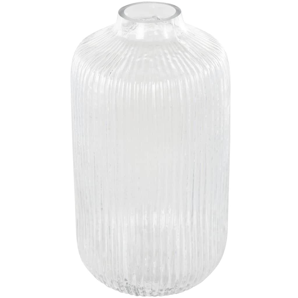 Glass Ribbed Fluted Vase - Clear - Roche River Decor