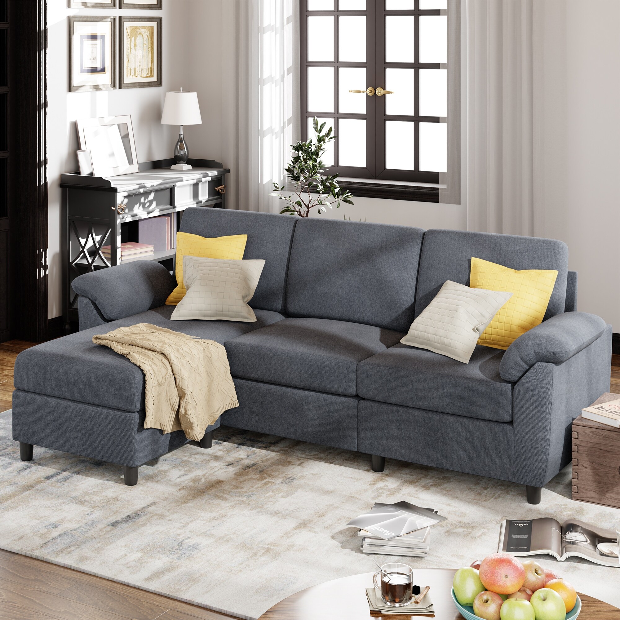 Copper grove ajibade sleeper sectional sofa sale with storage ottoman and 2 stools