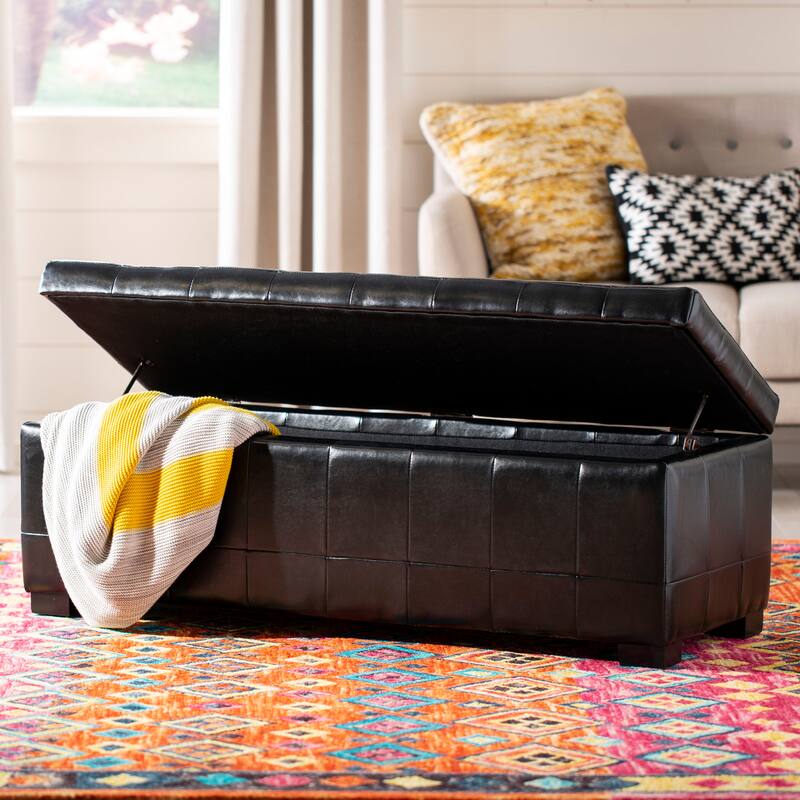 SAFAVIEH Karrie Large Black Storage Bench - 46.9" x 18.3" x 16.7" - 48Wx18Dx17H