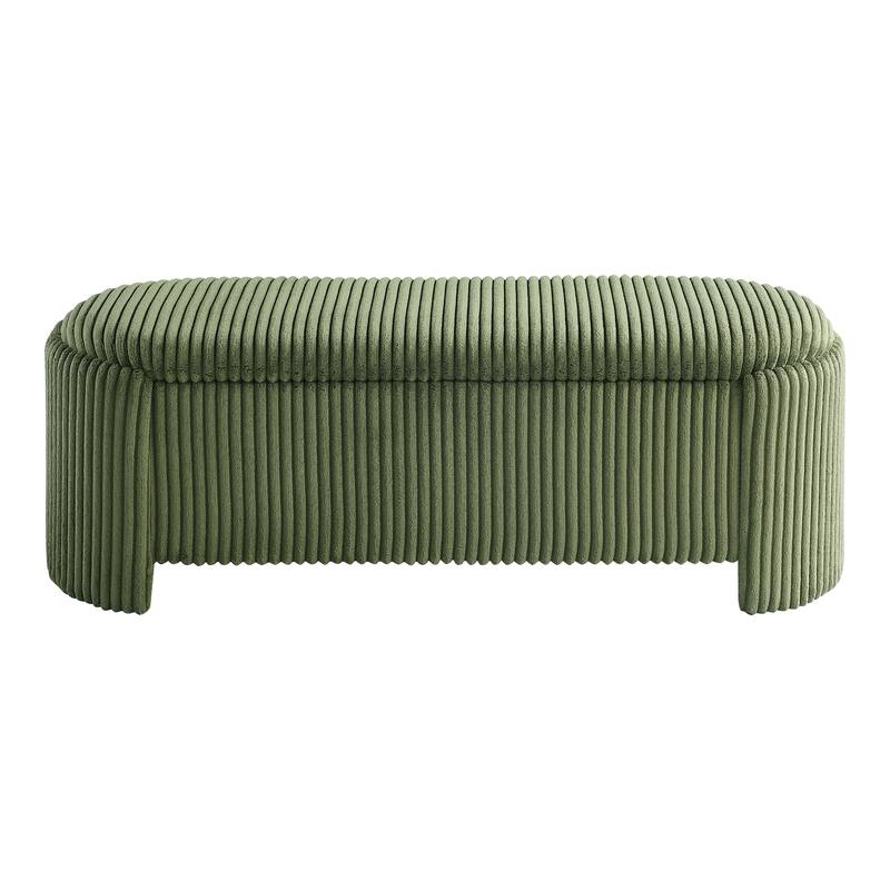 247 Shop At Home Modern Oval Chenille Storage Bench