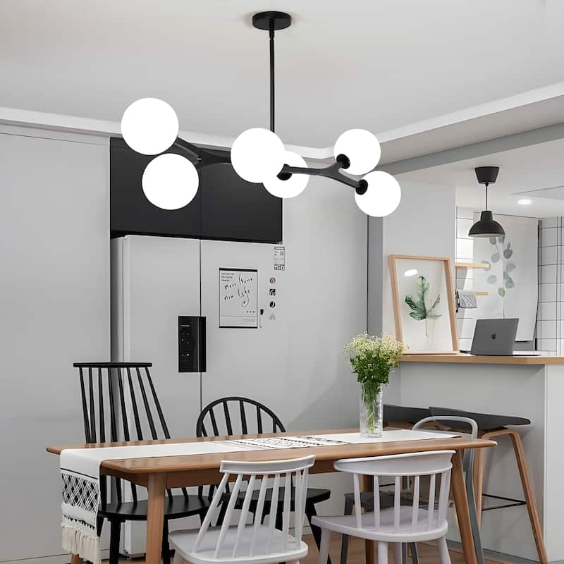 Dimmable Modern Chandelier for Dining Room with Frosted Glass Shade