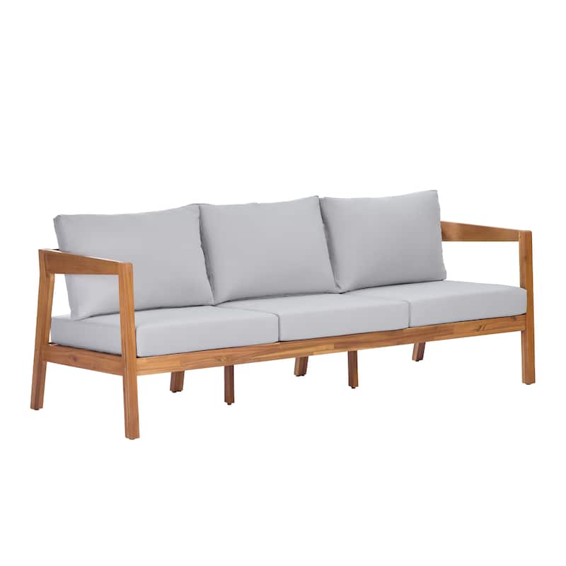 Christopher Knight Home - Outdoor 4-PieceTeak Finish Solid Wood Patio Conversation Set with Cushions and Rectangle Table