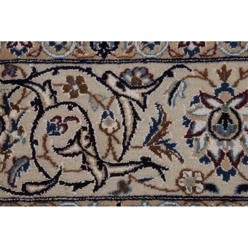 All-Over Floral Nain Persian Area Rug Hand-Knotted Wool Carpet - 6'8"x 10'0"